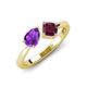 4 - Lysha 1.27 ctw Amethyst Pear Shape (7x5 mm) & Rhodolite Garnet Cushion Shape (5.00 mm) Toi Et Moi Engagement Ring 