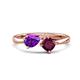 1 - Lysha 1.27 ctw Amethyst Pear Shape (7x5 mm) & Rhodolite Garnet Cushion Shape (5.00 mm) Toi Et Moi Engagement Ring 