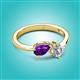 3 - Lysha 1.15 ctw Amethyst Pear Shape (7x5 mm) & Lab Grown Diamond Cushion Shape (5.00 mm) Toi Et Moi Engagement Ring 