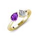 4 - Lysha 1.15 ctw Amethyst Pear Shape (7x5 mm) & Lab Grown Diamond Cushion Shape (5.00 mm) Toi Et Moi Engagement Ring 
