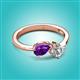 3 - Lysha 1.15 ctw Amethyst Pear Shape (7x5 mm) & Lab Grown Diamond Cushion Shape (5.00 mm) Toi Et Moi Engagement Ring 