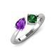4 - Lysha 1.20 ctw Amethyst Pear Shape (7x5 mm) & Lab Created Emerald Cushion Shape (5.00 mm) Toi Et Moi Engagement Ring 
