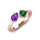 4 - Lysha 1.20 ctw Amethyst Pear Shape (7x5 mm) & Lab Created Emerald Cushion Shape (5.00 mm) Toi Et Moi Engagement Ring 