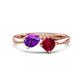 1 - Lysha 1.46 ctw Amethyst Pear Shape (7x5 mm) & Lab Created Ruby Cushion Shape (5.00 mm) Toi Et Moi Engagement Ring 