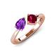 4 - Lysha 1.46 ctw Amethyst Pear Shape (7x5 mm) & Lab Created Ruby Cushion Shape (5.00 mm) Toi Et Moi Engagement Ring 