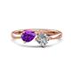 1 - Lysha 1.15 ctw Amethyst Pear Shape (7x5 mm) & Natural Diamond Cushion Shape (5.00 mm) Toi Et Moi Engagement Ring 