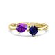1 - Lysha 1.46 ctw Amethyst Pear Shape (7x5 mm) & Lab Created Blue Sapphire Cushion Shape (5.00 mm) Toi Et Moi Engagement Ring 