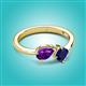 3 - Lysha 1.46 ctw Amethyst Pear Shape (7x5 mm) & Lab Created Blue Sapphire Cushion Shape (5.00 mm) Toi Et Moi Engagement Ring 