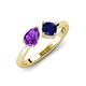 4 - Lysha 1.46 ctw Amethyst Pear Shape (7x5 mm) & Lab Created Blue Sapphire Cushion Shape (5.00 mm) Toi Et Moi Engagement Ring 
