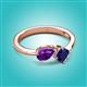 3 - Lysha 1.46 ctw Amethyst Pear Shape (7x5 mm) & Lab Created Blue Sapphire Cushion Shape (5.00 mm) Toi Et Moi Engagement Ring 