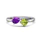 1 - Lysha 1.30 ctw Amethyst Pear Shape (7x5 mm) & Peridot Cushion Shape (5.00 mm) Toi Et Moi Engagement Ring 