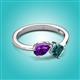 3 - Lysha 1.40 ctw Amethyst Pear Shape (7x5 mm) & London Blue Topaz Cushion Shape (5.00 mm) Toi Et Moi Engagement Ring 