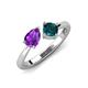 4 - Lysha 1.40 ctw Amethyst Pear Shape (7x5 mm) & London Blue Topaz Cushion Shape (5.00 mm) Toi Et Moi Engagement Ring 