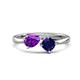 1 - Lysha 1.46 ctw Amethyst Pear Shape (7x5 mm) & Lab Created Blue Sapphire Cushion Shape (5.00 mm) Toi Et Moi Engagement Ring 