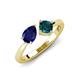 4 - Lysha 1.65 ctw Blue Sapphire Pear Shape (7x5 mm) & London Blue Topaz Cushion Shape (5.00 mm) Toi Et Moi Engagement Ring 