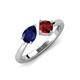 4 - Lysha 1.65 ctw Blue Sapphire Pear Shape (7x5 mm) & Red Garnet Cushion Shape (5.00 mm) Toi Et Moi Engagement Ring 