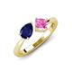 4 - Lysha 1.71 ctw Blue Sapphire Pear Shape (7x5 mm) & Lab Created Pink Sapphire Cushion Shape (5.00 mm) Toi Et Moi Engagement Ring 