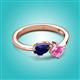 3 - Lysha 1.71 ctw Blue Sapphire Pear Shape (7x5 mm) & Lab Created Pink Sapphire Cushion Shape (5.00 mm) Toi Et Moi Engagement Ring 