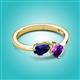 3 - Lysha 1.40 ctw Blue Sapphire Pear Shape (7x5 mm) & Amethyst Cushion Shape (5.00 mm) Toi Et Moi Engagement Ring 