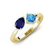 4 - Lysha 1.65 ctw Blue Sapphire Pear Shape (7x5 mm) & Blue Topaz Cushion Shape (5.00 mm) Toi Et Moi Engagement Ring 