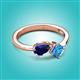 3 - Lysha 1.65 ctw Blue Sapphire Pear Shape (7x5 mm) & Blue Topaz Cushion Shape (5.00 mm) Toi Et Moi Engagement Ring 