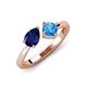 4 - Lysha 1.65 ctw Blue Sapphire Pear Shape (7x5 mm) & Blue Topaz Cushion Shape (5.00 mm) Toi Et Moi Engagement Ring 