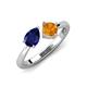 4 - Lysha 1.40 ctw Blue Sapphire Pear Shape (7x5 mm) & Citrine Cushion Shape (5.00 mm) Toi Et Moi Engagement Ring 