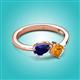 3 - Lysha 1.40 ctw Blue Sapphire Pear Shape (7x5 mm) & Citrine Cushion Shape (5.00 mm) Toi Et Moi Engagement Ring 