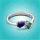 3 - Lysha 1.71 ctw Blue Sapphire Pear Shape (7x5 mm) & Lab Created Alexandrite Cushion Shape (5.00 mm) Toi Et Moi Engagement Ring 