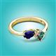 3 - Lysha 1.71 ctw Blue Sapphire Pear Shape (7x5 mm) & Lab Created Alexandrite Cushion Shape (5.00 mm) Toi Et Moi Engagement Ring 