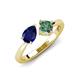 4 - Lysha 1.71 ctw Blue Sapphire Pear Shape (7x5 mm) & Lab Created Alexandrite Cushion Shape (5.00 mm) Toi Et Moi Engagement Ring 