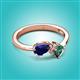 3 - Lysha 1.71 ctw Blue Sapphire Pear Shape (7x5 mm) & Lab Created Alexandrite Cushion Shape (5.00 mm) Toi Et Moi Engagement Ring 