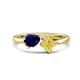1 - Lysha 1.71 ctw Blue Sapphire Pear Shape (7x5 mm) & Lab Created Yellow Sapphire Cushion Shape (5.00 mm) Toi Et Moi Engagement Ring 