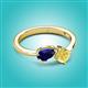 3 - Lysha 1.71 ctw Blue Sapphire Pear Shape (7x5 mm) & Lab Created Yellow Sapphire Cushion Shape (5.00 mm) Toi Et Moi Engagement Ring 