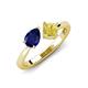 4 - Lysha 1.71 ctw Blue Sapphire Pear Shape (7x5 mm) & Lab Created Yellow Sapphire Cushion Shape (5.00 mm) Toi Et Moi Engagement Ring 