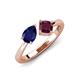 4 - Lysha 1.52 ctw Blue Sapphire Pear Shape (7x5 mm) & Rhodolite Garnet Cushion Shape (5.00 mm) Toi Et Moi Engagement Ring 
