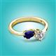 3 - Lysha 1.40 ctw Blue Sapphire Pear Shape (7x5 mm) & Lab Grown Diamond Cushion Shape (5.00 mm) Toi Et Moi Engagement Ring 