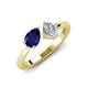 4 - Lysha 1.40 ctw Blue Sapphire Pear Shape (7x5 mm) & Lab Grown Diamond Cushion Shape (5.00 mm) Toi Et Moi Engagement Ring 