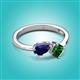3 - Lysha 1.45 ctw Blue Sapphire Pear Shape (7x5 mm) & Lab Created Emerald Cushion Shape (5.00 mm) Toi Et Moi Engagement Ring 