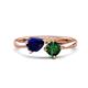 1 - Lysha 1.45 ctw Blue Sapphire Pear Shape (7x5 mm) & Lab Created Emerald Cushion Shape (5.00 mm) Toi Et Moi Engagement Ring 
