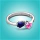 3 - Lysha 1.71 ctw Blue Sapphire Pear Shape (7x5 mm) & Lab Created Pink Sapphire Cushion Shape (5.00 mm) Toi Et Moi Engagement Ring 