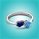 3 - Lysha 1.65 ctw Blue Sapphire Pear Shape (7x5 mm) & Blue Topaz Cushion Shape (5.00 mm) Toi Et Moi Engagement Ring 