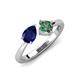 4 - Lysha 1.71 ctw Blue Sapphire Pear Shape (7x5 mm) & Lab Created Alexandrite Cushion Shape (5.00 mm) Toi Et Moi Engagement Ring 