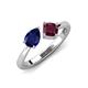 4 - Lysha 1.52 ctw Blue Sapphire Pear Shape (7x5 mm) & Rhodolite Garnet Cushion Shape (5.00 mm) Toi Et Moi Engagement Ring 