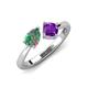 4 - Lysha 1.36 ctw Lab Created Alexandrite Pear Shape (7x5 mm) & Amethyst Cushion Shape (5.00 mm) Toi Et Moi Engagement Ring 