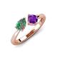 4 - Lysha 1.36 ctw Lab Created Alexandrite Pear Shape (7x5 mm) & Amethyst Cushion Shape (5.00 mm) Toi Et Moi Engagement Ring 