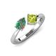 4 - Lysha 1.51 ctw Lab Created Alexandrite Pear Shape (7x5 mm) & Peridot Cushion Shape (5.00 mm) Toi Et Moi Engagement Ring 