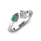 4 - Lysha 1.43 ctw Lab Created Alexandrite Pear Shape (7x5 mm) & Moissanite Cushion Shape (5.00 mm) Toi Et Moi Engagement Ring 