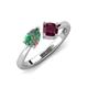 4 - Lysha 1.48 ctw Lab Created Alexandrite Pear Shape (7x5 mm) & Rhodolite Garnet Cushion Shape (5.00 mm) Toi Et Moi Engagement Ring 