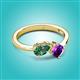 3 - Lysha 1.36 ctw Lab Created Alexandrite Pear Shape (7x5 mm) & Amethyst Cushion Shape (5.00 mm) Toi Et Moi Engagement Ring 